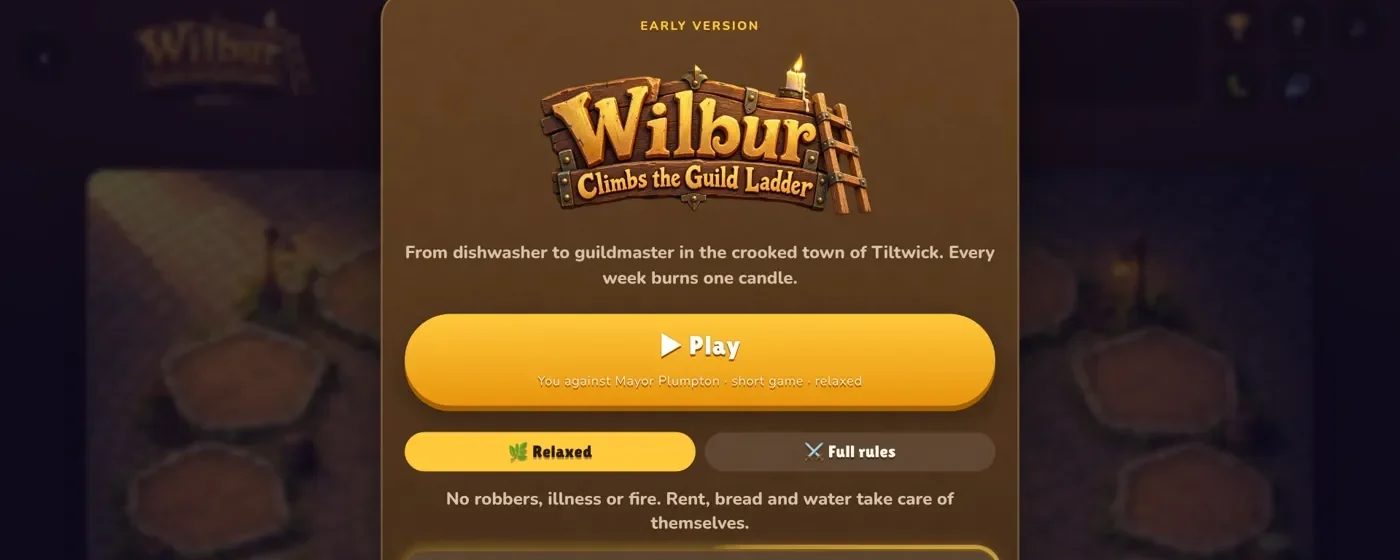 The start of a game of Wilbur Climbs the Guild Ladder
