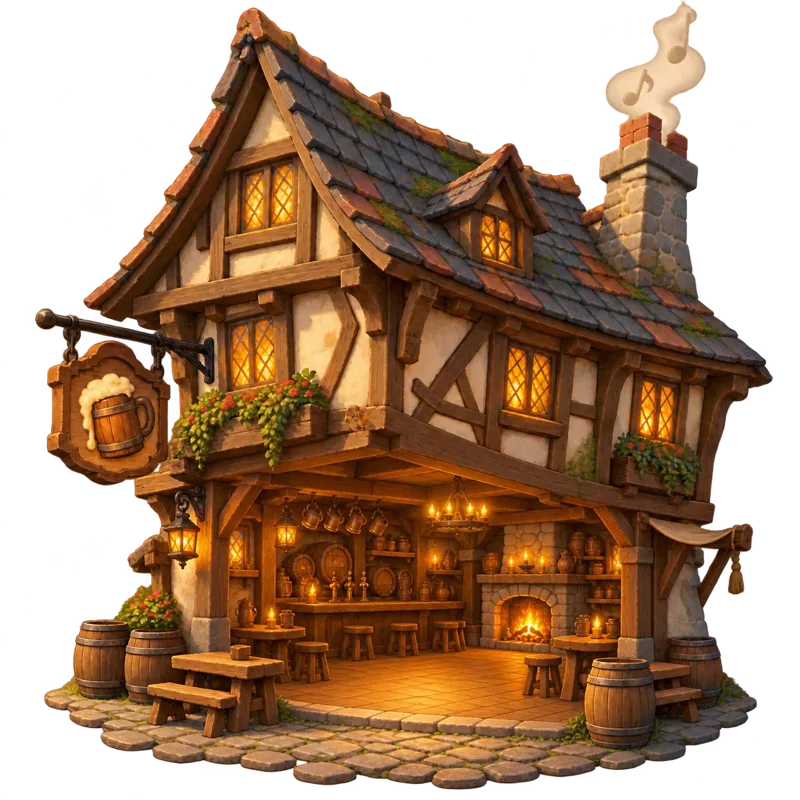 Inside Greta's tavern