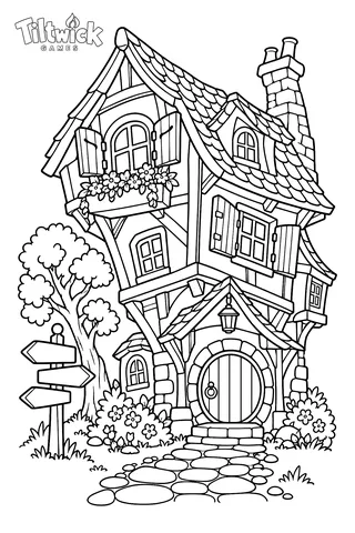Crooked house coloring page