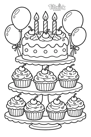 Cupcake party coloring page
